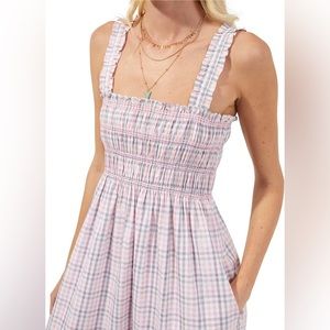 New French Connection Pink Plaid Maxi Sundress